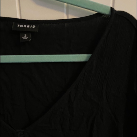 ❌SOLD❌ BLACK GAUZE PEPLUM MIDI PEASANT BLOUSE - Picture 5 of 6